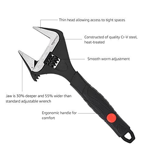 Amazon Basics 8-Inch (200Mm) Plumbing Adjustable Wrench With Soft Grip, Wide Mouth #TOP2