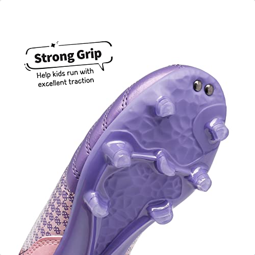 Dream Pairs Boys Girls Superflight-1K Outdoor Football Shoes Soccer Cleats Light/Purple/Pink Size 13 Little Kid #TOP1