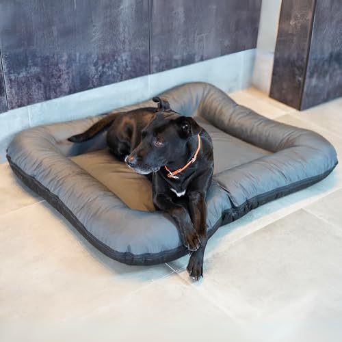 4L Textil KLEO Hundebett mittelgrosse Hunde waschbar Hundekissen mittelgrosse Hunde Hundematte Hundematratze Hundekissen XXL (M-90x70 cm, Graphit(Mit Reißverschluss))