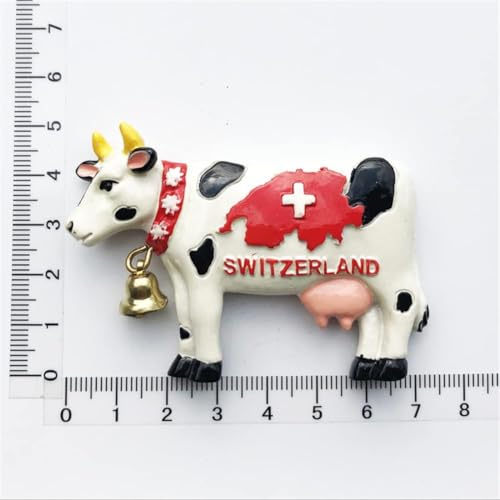 Imán de nevera 3D Vaca Suiza decorativo rectangular miniatura 3