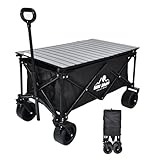 サンパーシー 折りたたみ式キャリーワゴン アウトドアワゴン 大容量150L 耐荷重120kg ロールテーブル付き (ブラック)