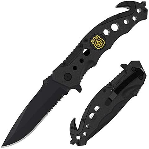 Swiss Safe 3-in-1 Tactical Knife for Military and First Responders - Tactical Black Cover