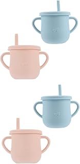 Totority Copo De Canudo De Silicone 4 Peças Copos De Canudo Para Crianças Garrafas Para Bebês Copo De Palha Para Crianças Copo Com Canudinho Garrafa De Água Para Crianças Copo De