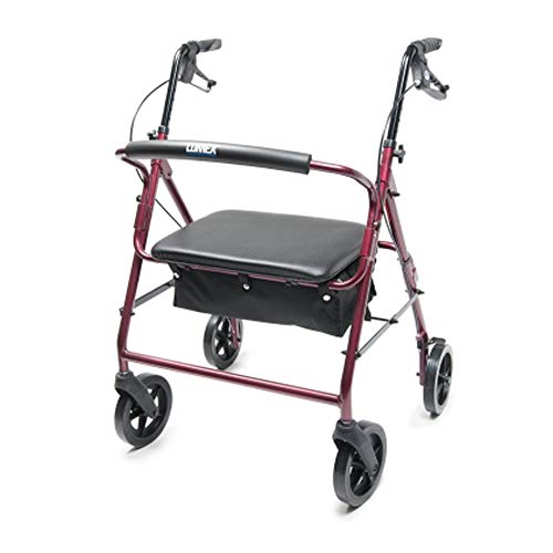 Graham-Field RJ4402R Lumex Walkabout Imperial Hemi Bariatric Rollator with Seat, Extra-Wide 19.5" Seat with Standard Height & Large 8" Wheels, Burgundy