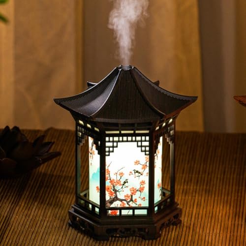 Abbdbd Diffuseur D'huiles Essentielles De Style Lanterne Chinoise, Humidificateur À Brume Aromatique, Capacité De 160, Deux Modes De Brumisation, Veilleuse De Chambre – vue 6
