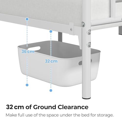 Miniatura 6 de Yaheetech Cama Doble Con Espacio Bajo Marco Metal Altura 32 Cm Cama Individual Con Cabecera Para Colchón De 135 X 190 Cm Blanco