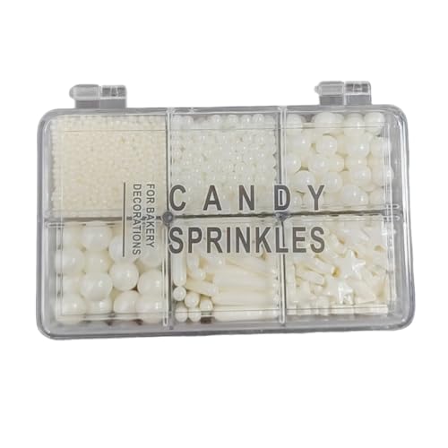 Homankit White Pearl Sprinkles for Cake Decorating, Edible White Star