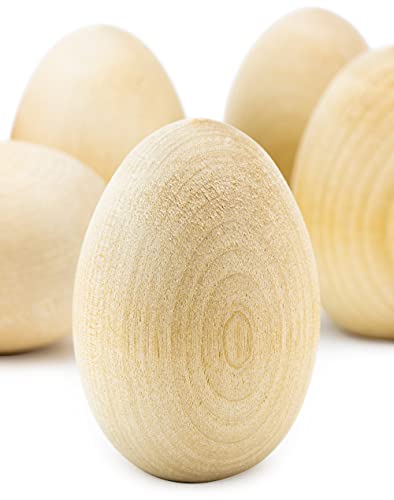 Hygloss Products Wooden Eggs - Unpainted Natural Wood Eggs Great For Easter Crafts - 1-3/4 X 2-1/2 Inches, 12 Pack #TOP2