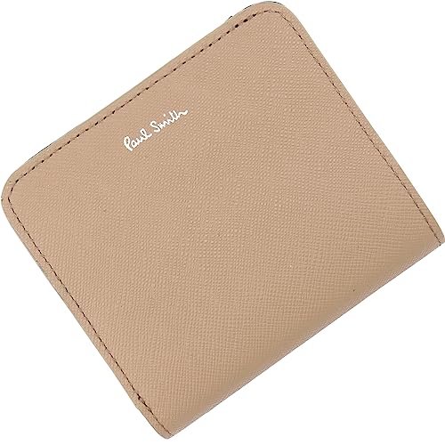 [ポールスミス] セット品/名入れ可 アーティストストライププラー 2つ折り財布 小銭入れ 牛革 革 レザー ケアクロス付き 845011 W573 (名入れなし, ベージュ)