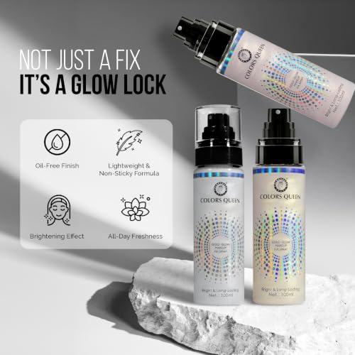 Image of Colors Queen Gold Glow Makeup Fixer Spray - Magical Pink, 100 ml | Long Lasting Makeup Setting Spray for Face Makeup | Lightweight & Non Greasy Makeup Fixer Spray after Makeup, Infused with Vitamin E & Aloe Vera Extracts