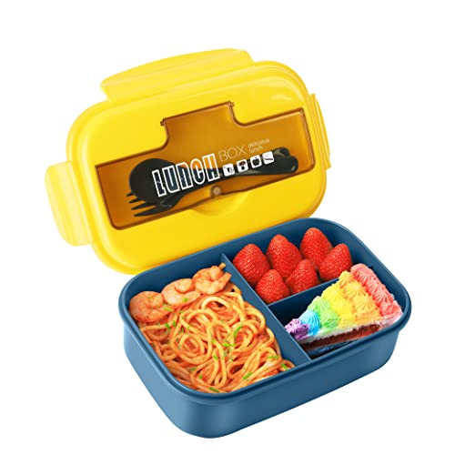 Setoragely Bento Boxes For Adults,1100Ml Bento Lunch Box For Kids With Spoon & Fork,Versatile 3 Compartment Food Storage Box,Microwave & Dishwasher & Freezer Safe cover