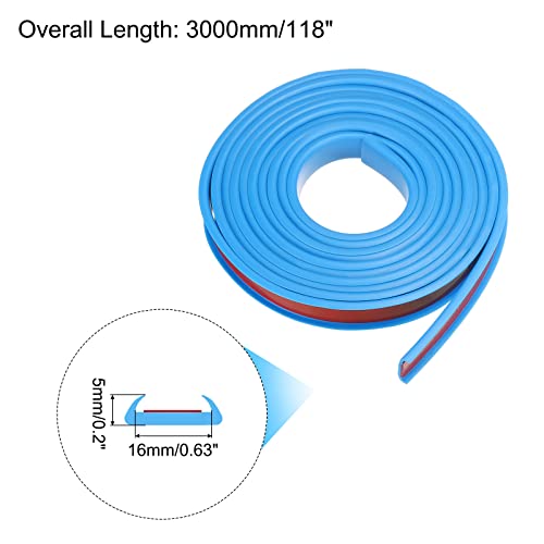 Image of uxcell U Shape Furniture Edge Banding, 3 Meters Self Adhesive Flexible Edging Trim, 5x16mm TPE Edge Guards for Cabinets Furniture Repair Restoration, Blue