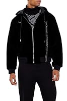 Forever 21 Men's Hooded Velvet Wallet Chain Jacket Black Large