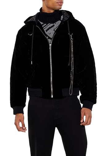 Forever 21 Men's Hooded Velvet Wallet Chain Jacket