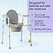 Dr. Dunley 3-in-1 Bedside Commode Chair – Steel Folding Frame, 7.5 QT Bucket, 350 lb Weight Capacity, Clip-On Toilet Seat, Bathroom Safety Aid for Seniors, Tool-Free Assembly – Gray