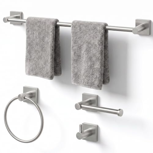 XINWEI 24-Inch Towel Racks for Bathroom, 4-Piece Set, Brushed Nickel