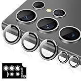 Kakuki for Galaxy S25 Ultra 用 カメラフィルム ギャラクシーS25ウルトラ カメラ保護フィルム 薄型 強化ガラス 耐衝撃 独立型 露出オーバー防止 アルミ合金 カメラカバー (ブラック)