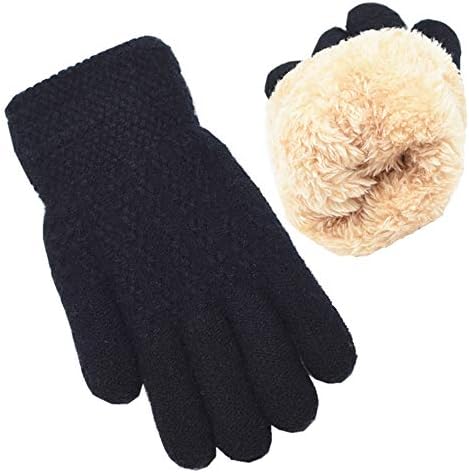 Winter Gloves for Boys Girls – Kids Warm Knit Thermal Cable Knitted Gloves Wool Fleece Lined Mittens for Cold Weather