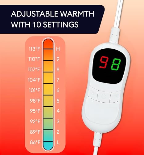 Image of GENIANI Heated Blanket Electric Throw 50 inchx60 inch - Safe Electric Heating Blanket with Auto Shut-Off & Overheat Protection, 10 Heat Settings, Washable Heated Throw for Couch, Bed, Office & Dorm