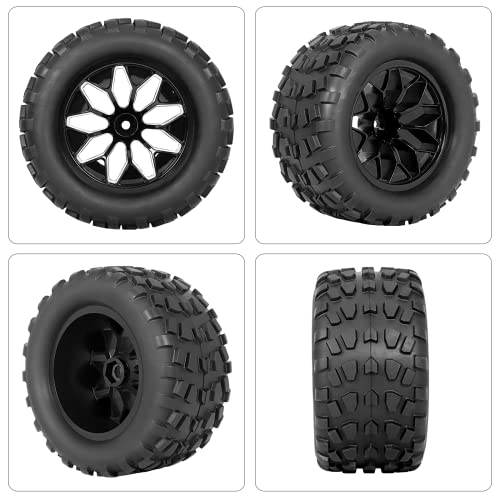 Rc Station 12Mm Hex Rc Wheels And Tires 1/10 Scale Rc Truck Tires And Wheels For Traxxas Rustler Stampede Hoss E-Revo Redcat Volcano Epx 2.8 Rc Tires And Wheels Preglued With Foam Inserts 4Pcs #TOP2