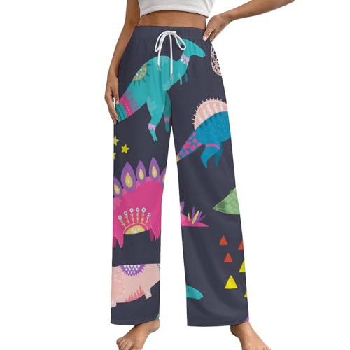 Pantalon de pyjama dinosaure pour femme avec poches taille S