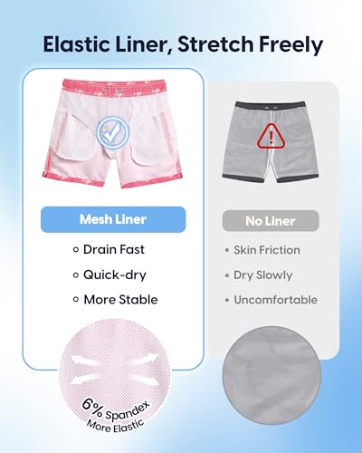 Image of maamgic Mens Swim Trunks 5 Inch with Mesh Lining, Quick Dry Mens Bathing Suit, Swim Shorts for Swimming and Beach