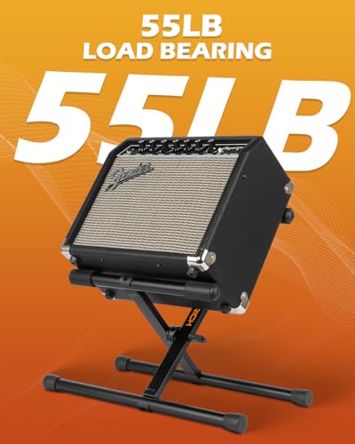 Image of STRICH Amp Guitar Stand, Middle Profile Guitar Combo Speaker Stand, X-Shape Folding Amplifier Stand, Fully Collapsible, Black, SAT-02