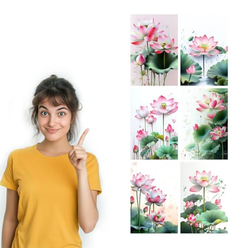 Image of SiddArtify Lotus Flower Wall Art Poster Print Set - Botanical Floral Decor for Bedroom Living Room Office - 12x18 inch Board Pack of 6