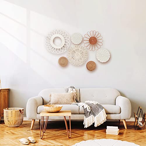 Meramera Rattan Wall Decor,Rattan Flower Wall Basket Decor Set Of 7,Boho Wall Decor,Basket Wall Decor,Rattan Decor Diameter From 13.8" To 5.1" #TOP1