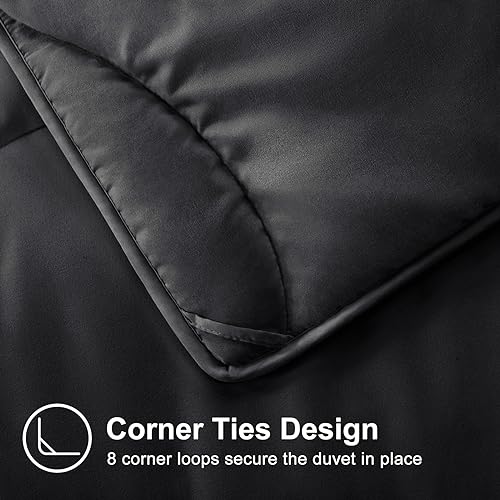 Image of MEELUS Lightweight Comforter Cooling Black, All Season Duvet Insert