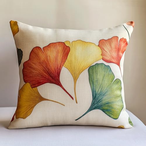 Taxpy Kit de cojín de con gancho de pestillo, Hojas de colores juego de bordado de alfombra, patrón de lona de ganchillo, manualidades, adultos y principiantes, 43x43cm