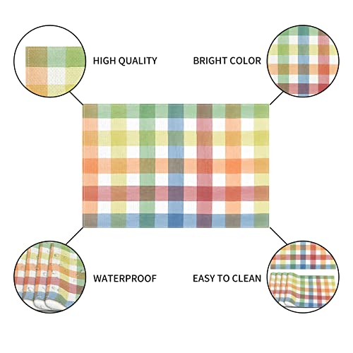 Linen Spring Placemats Set Of 4 Buffalo Check Plaid Easter Table Mats Easter Decor Birthday Party Home Kitchen Table Decorations And Supplies-12×18'' #TOP2