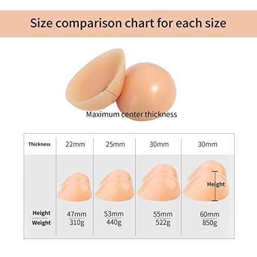 Polreta Par de formas côncavas de mama, pastilhas de silicone para mastcetomia para prótese mamária,