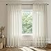 Natural Linen Curtains Effortless Rod Pocket, Cream Colored Rustic Country Farmhouse Curtains for Living Room, Semi Sheer Light Filtering Privacy Cotton Neutral Curtains for Bedroom, 84 Inch Long