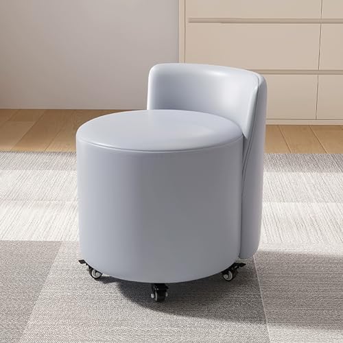 Tabouret à roulettes et dossier blanc pour salon et canapé - 2