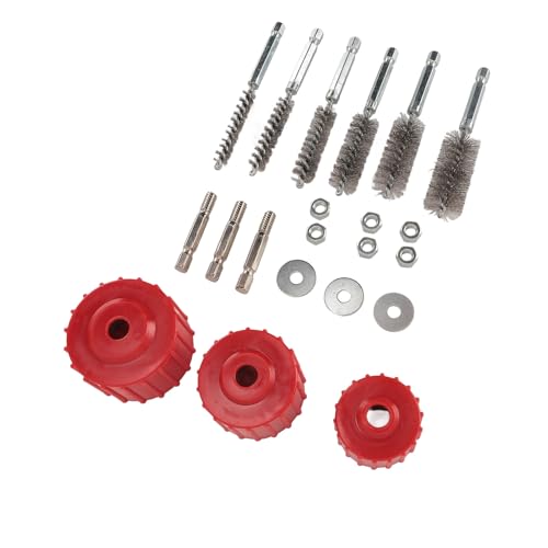 1/2 3/4 1 Inch Copper Pipe Cleaner for Drill, Tube Cleaning Brush with Stainless Steel Wire Bristle and 1/4 Inch Shank for Soldering, Power Drill Tube Cleaning Brush