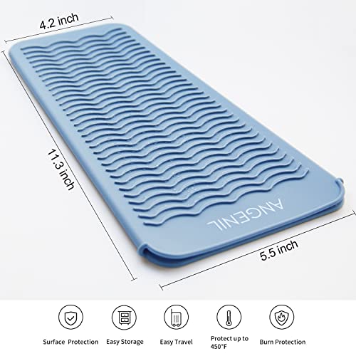 Image of ANGENIL Heat-Resistant Silicone Mat Bag, Cover for Curling Iron, Wave Iron, Straightener, Curler, Hot Air Brush, Blow Dryer Brush, Hair Straightener, Hair Curler