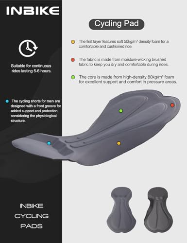 INBIKE Calça de ciclismo masculina, acolchoada com forro de lã 3D, calça de bicicleta de estrada, me