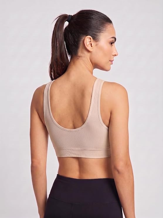 Image of Seamless Comfort: Padded Slip-On Sports Bra for Women - Effortless Support and Style (Free Size-Best for 30 to 36 Boob Size)