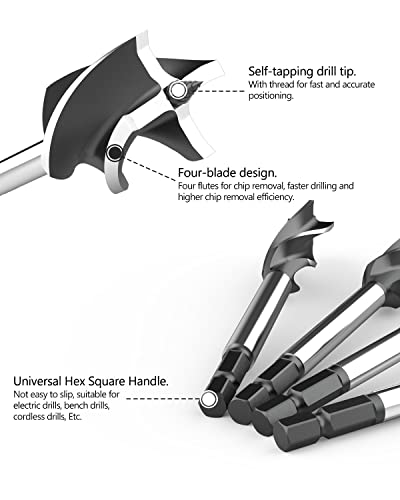 Wood Drill Bit, ROFMAPLE 7pcs Auger Drill Bit Set, High-Carbon Steel Reaming Drill Fast Cut include 10/16 / 18/20 / 22/25 / 35mm for Woodworking 4 Wood Drill Bit, ROFMAPLE 7pcs Auger Drill Bit Set, High-Carbon Steel Reaming Drill Fast Cut include 10/16 / 18/20 / 22/25 / 35mm for Woodworking - Image 4