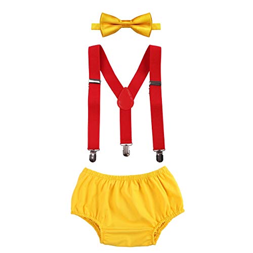 Boy First Birthday Outfit 1st Birthday Cake Smash Outfit Yellow & Red 3-24 Months