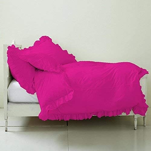 Miniatura 3 de Juego de funda de edredón  1 funda de edredón con volantes en las esquinas y 4 fundas de almohada  Rosa intenso, KingCal King  100% algodón 800
