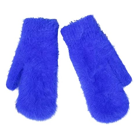 Gloves Warm Winter Gloves Mittens - mothcattl 1 Pair Women Gloves Solid Color Faux Rabbit Fur Autumn Winter Windproof Knitting Gloves Christmas Gift - Royal Blue Cover
