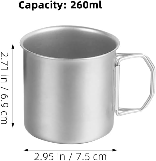 Cabilock Portable Outdoor Drinking Cup Camping Mug 304 Stainless Steel Collapsible Camping Mug with Folding Handle, Lightweight 13.5oz Water for Hiking, Backpacking, and Travel