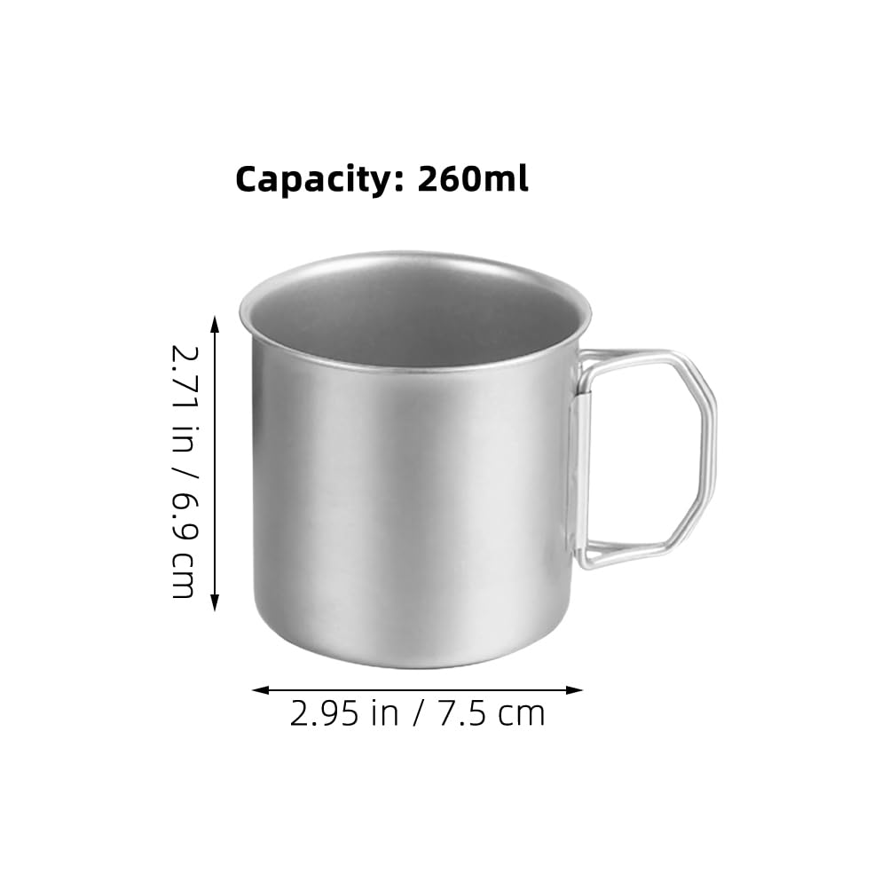 Cabilock Portable Outdoor Drinking Cup Camping Mug 304 Stainless Steel Collapsible Camping Mug with Folding Handle, Lightweight 13.5oz Water Mug for Hiking, Backpacking, and Travel