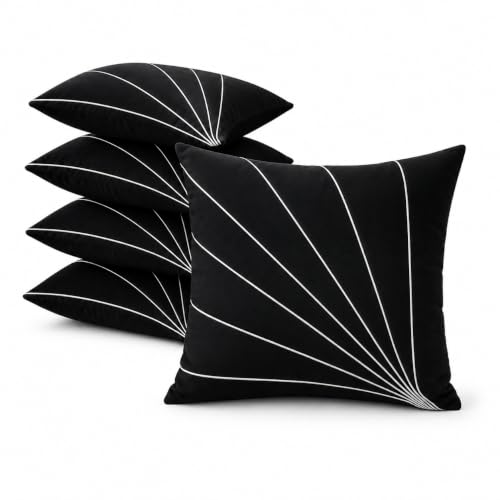 Image of Noor Silk Cushion Covers Pack of 7 | 16x16 Inches, Black