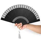 Geesonyarn Full Metal Hand Held Fan, Black Stainless Steel Folding Fan, Kungfu Metal Hand-folded Handmade Fan, Easy To Carry Self-weapon, A34