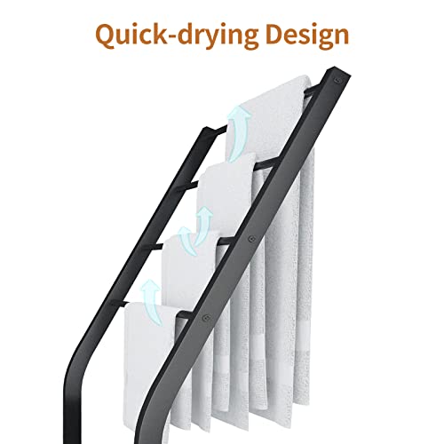 Towel Racks for Bathroom, 4 Tier Free Standing Bathroom Towel Rack, Black Metal Towel Holder Stand for Blanket Rack, Bathroom Organizer Next to Tub, Shower, Poolside, Beach by Giikin - Image 6