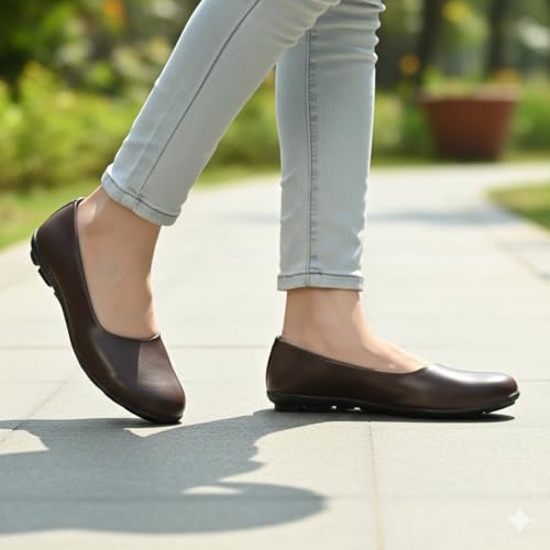 Image of DHANESHWAR Women's Ballet Flats Belly Shoes for Casual, Formal & Office Wear Ballerina | Comfortable Slip on Black Bellies for Women & Girls. 1 Pair