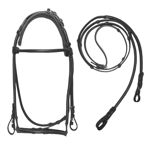 Chevaux roulés en cuir avec rênes mini noir finitions soignées